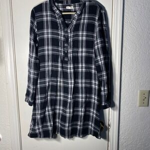 Garnet Hill Black White Plaid Organic Cotton Tunic Dress 08